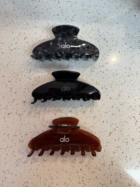 3 ALO Yoga Hair Claw Clip - Black, Tortoiseshell, and Gray